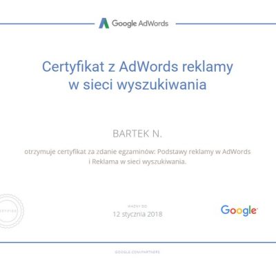Bartek Nowakowski specjalista Google Adwords
